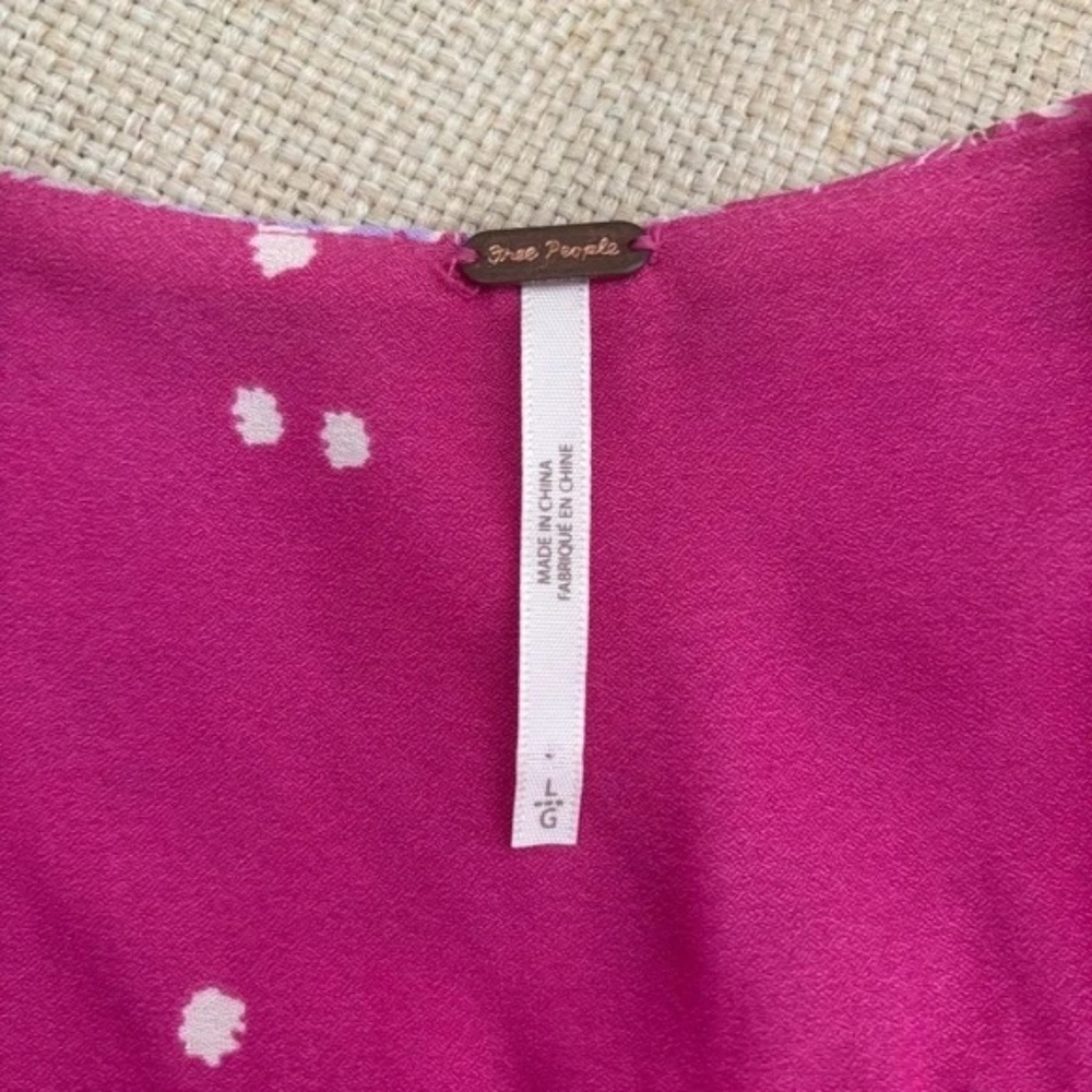 Free People Haze WildBerry Pink Sleeveless Top Tiered Ruffle Tunic - Size Large - Picture 2 of 7